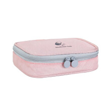 Small empty first aid bag, compact travel drug bag double zipper travel house cute pill mobile, pink
