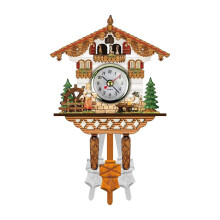 Silent Wooden Cuckoo Wall Clock with Vintage Roman Numerals Retro Design for Living Room Decor