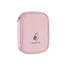 Small First Aid Bag Pink Empty Portable Travel Pill Bag With Double Zipper And Handle For Family Outdoor Hiking Camping Car Office