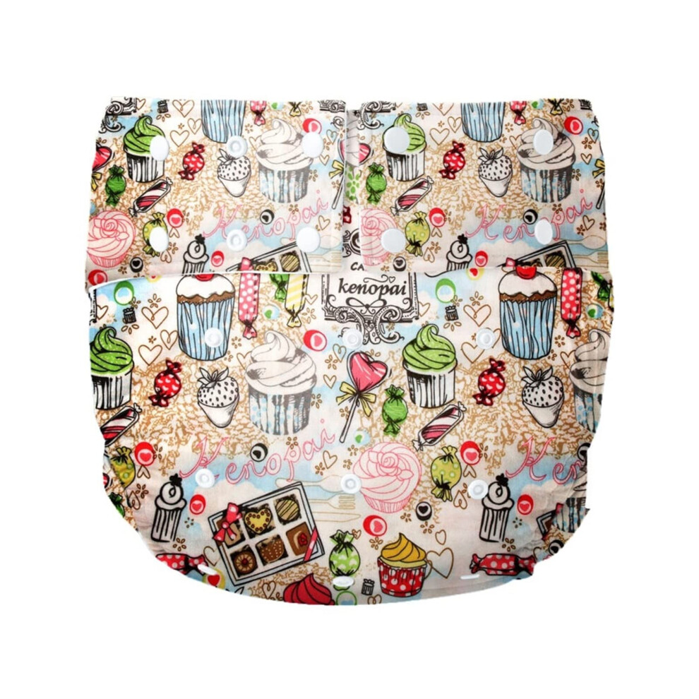 Reusable Adult Cloth Diapers, Washable Adjustable Breathable Leakfree Fitted Pocket Nappy, Color F, Size Medium