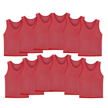 Sports Jerseys Mesh Pinnies Scrimmage Team Practice Vest 12 Pack Size Large Color Red For Kids Teens Adults