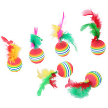 Balle arc-en-ciel EVA avec mousse de plumes, jouet à mâcher