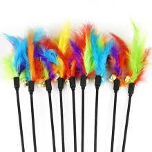 Cat Toy Wand Feather Teaser Toy with Bells Interactive-White