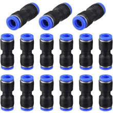 Pneumatic Fittings 8mm Push Fit 5/16 Inch OD Quick Connect Straight Tube Air Line Connectors Kit 15Piece