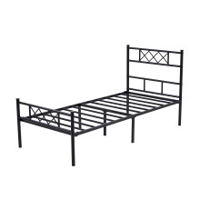 Metal Bed Frame w/Cross-design Headboard, Footboard and Underbed Storage Space FELIX SINGE