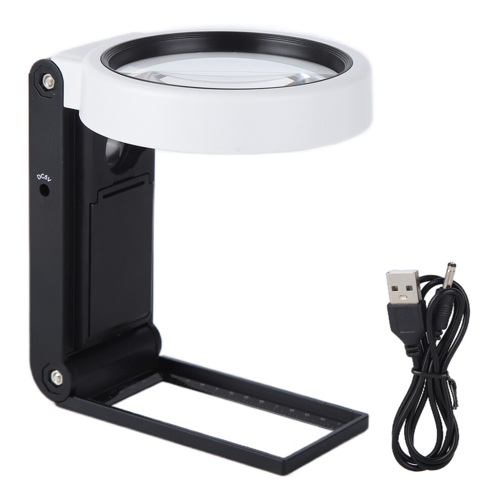 Magnifier For Macular Degeneration With Led Illuminated Lighted Magnifying Glass, High Powered Magnification Foldable Design For Free Hands Reading 9175034387388