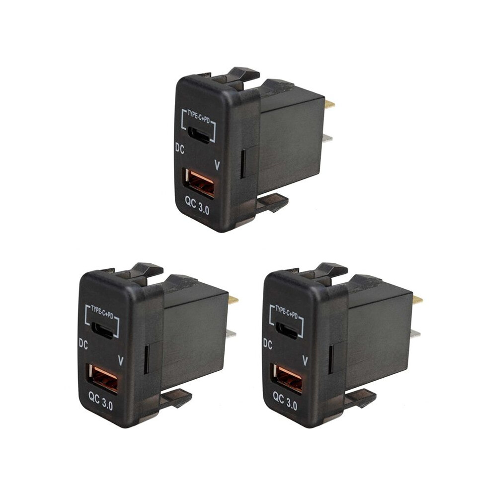 3X Car Fast Charger Adapter Qc3.0 Dual Usb Quick Charger Socket With Voltmeter For Land Hilux Prado 6031449927829