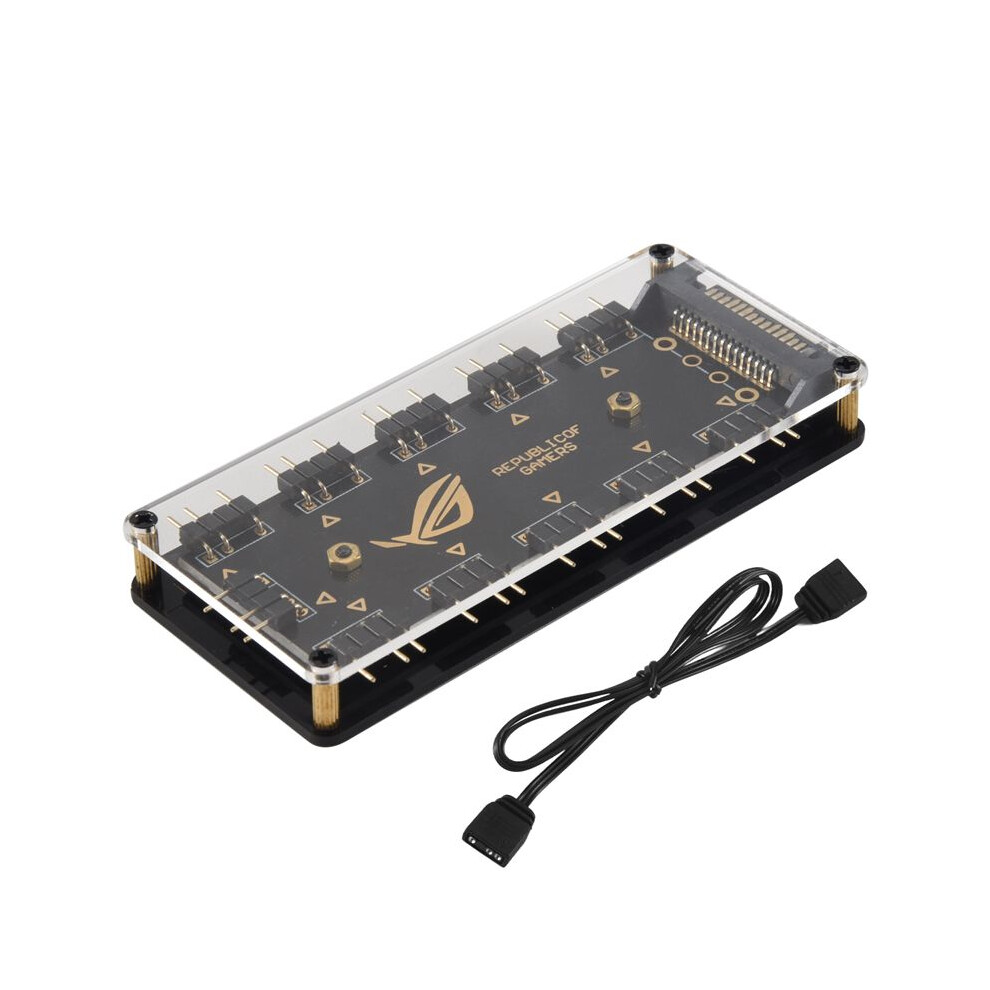 5V 3Pin Rgb Led Splitter 10-Port Hub With 50Cm 3Pin Extension Cord, Perfect For Lots Of Rgb 6031160451122