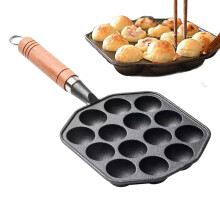 Takoyaki Pan Cast Iron Grill Plate 14 Hole NonStick Even Heat for Stove, Camping, BBQ