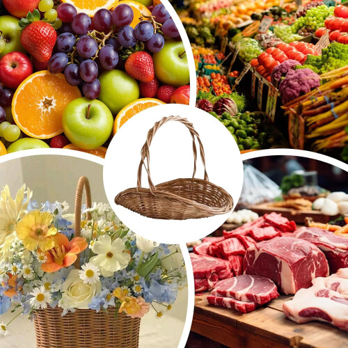 Vegetable Baskets for Kitchen | Wicker Basket With Handle | Natural Color Medium Size Fruit and Vegetable Organizer 2
