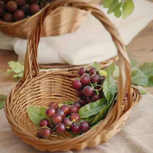Vegetable Baskets for Kitchen | Wicker Basket With Handle | Natural Color Medium Size Fruit and Vegetable Organizer 1