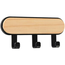 Wooden Hooks Rustic Wall Hooks Coat Racks And Hangers Black Three Rows Durable Bathroom Modern Decor