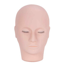 Tête d'entraînement pour massage facial, mannequin d'entraînement à l'acupuncture avec cils à 3 couches et design compact, surface réaliste