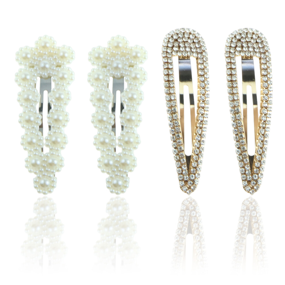 Styling Hair Clip for Special Events, Versatile Size Classic Barrette Style with Artificial Pearl and Rhinestones, Elegant Styling Secure Hold Snap D