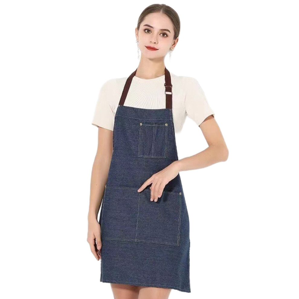 Multi-Pocket Apron, Leather Reinforced Straps Apron For Professional Workwear, Unisex Chef Apron With Adjustable Design For Optimal Comfort And 9464372558728
