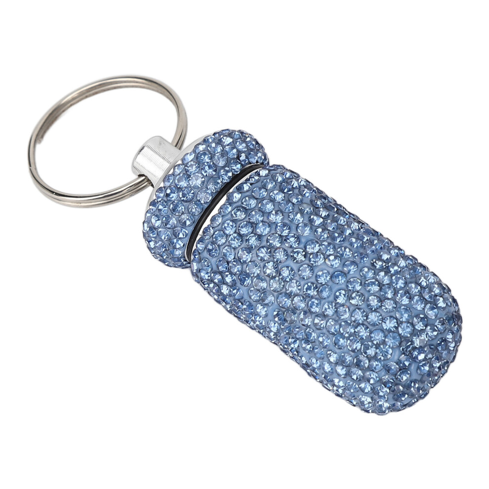 Light/Blue Rhinestone Aluminum Alloy Medicine Bottle 4.5Ml Secure Storage