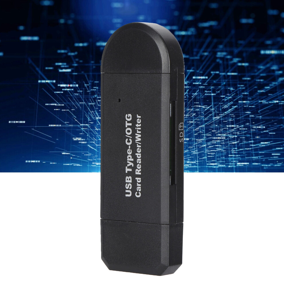 High Speed Type-C Otg Memory Card Reader For Mobile & Pc - Black 9391377435726