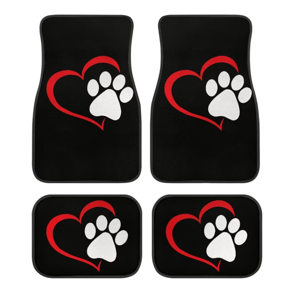 Paw Print Car Floor Mats Set Of 4 Allseason Nonslip With Rubber Backing For Front And Rear 9382693575630