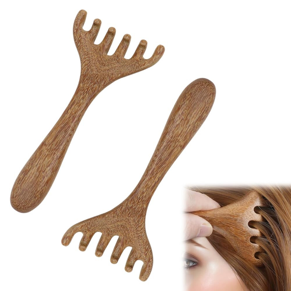 2Pack Wooden Scalp Massager FiveClaw Design for Deep Stress Relief and Hair Circulation Boost