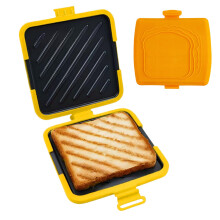 Microwave Sandwich Maker with Nonstick DoubleSided Grill for Fast Cooking Home Office Travel Orange