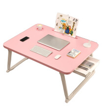 Laptop Table Foldable Bed Desk With Cup Holder And Side Drawer For Sofa, 60X40X28 Cm White; 70X40X28 Cm Pink