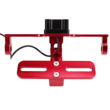Supporto per targa motociclo in alluminio rosso regolabile con stop posteriore