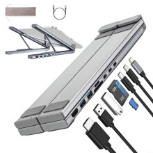 8In1 USB C Laptop Stand Adjustable Docking Station With Cooling SD/TF Card Slots 100W Fast Charging Hub
