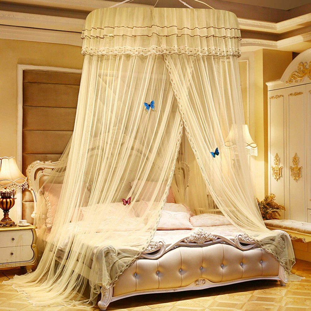 Bed Canopy Dome Ceiling Mosquito Net For Kids, Princess Style, Beige, Children's Bedroom Decoration, Bed Curtain