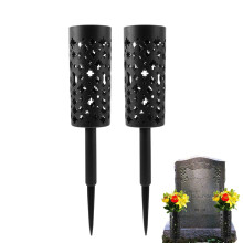Cemetery Vase 15.55Inch Grave Holder For Garden With Spike Floral Container Outdoor Memorial Yard Decor Hollowed Design