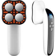 Lichaamsverzorgingsapparaat met 4-in-1 functionaliteit, draadloze cellulitismassager met groter contactoppervlak en instelbare intensiteit, en een