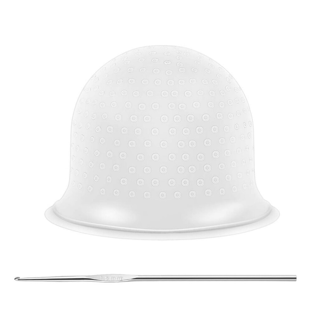 Silicone Hairdressing Tools, Highlight Cap with Coloring Hair Hook for Salon and Home Use, Frosting Coloring Hat with Metal Hook, Comfortable Wearing