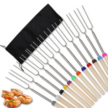 Barbecue Skewers Adjustable Stainless Steel Telescopic Marshmallow Sticks with HeatResistant Handles