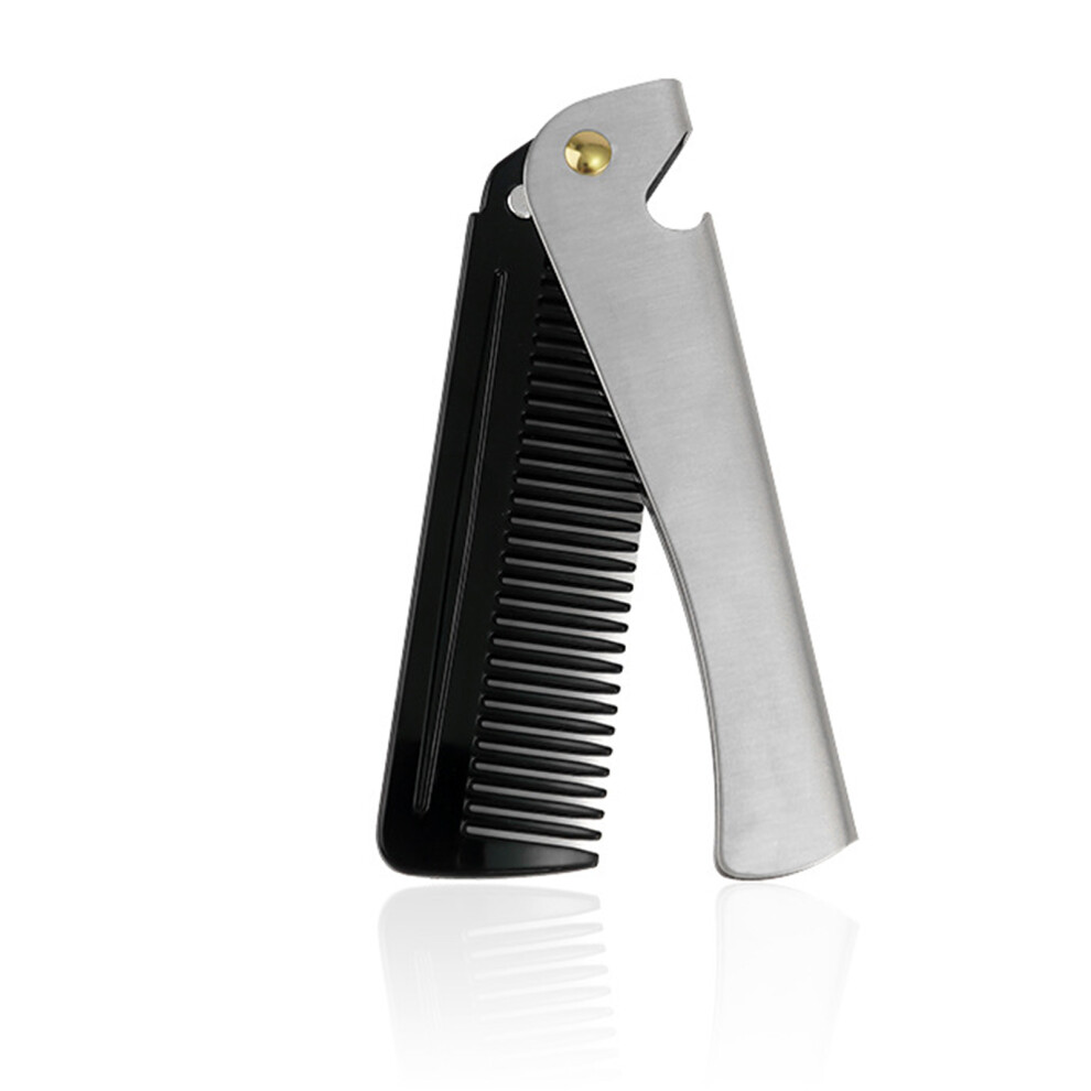 Unisex Folding Comb For Men And Women, Anti Static Comb Stainless Steel Body With Smooth Comb Teeth, Portable Comb For Hair Beard And Moustache Grooming, Co