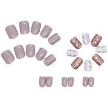 Faux ongles ovales courts à coller, faux ongles carrés courts à finition brillante, ongles en acrylique à coller, faux ongles à couverture