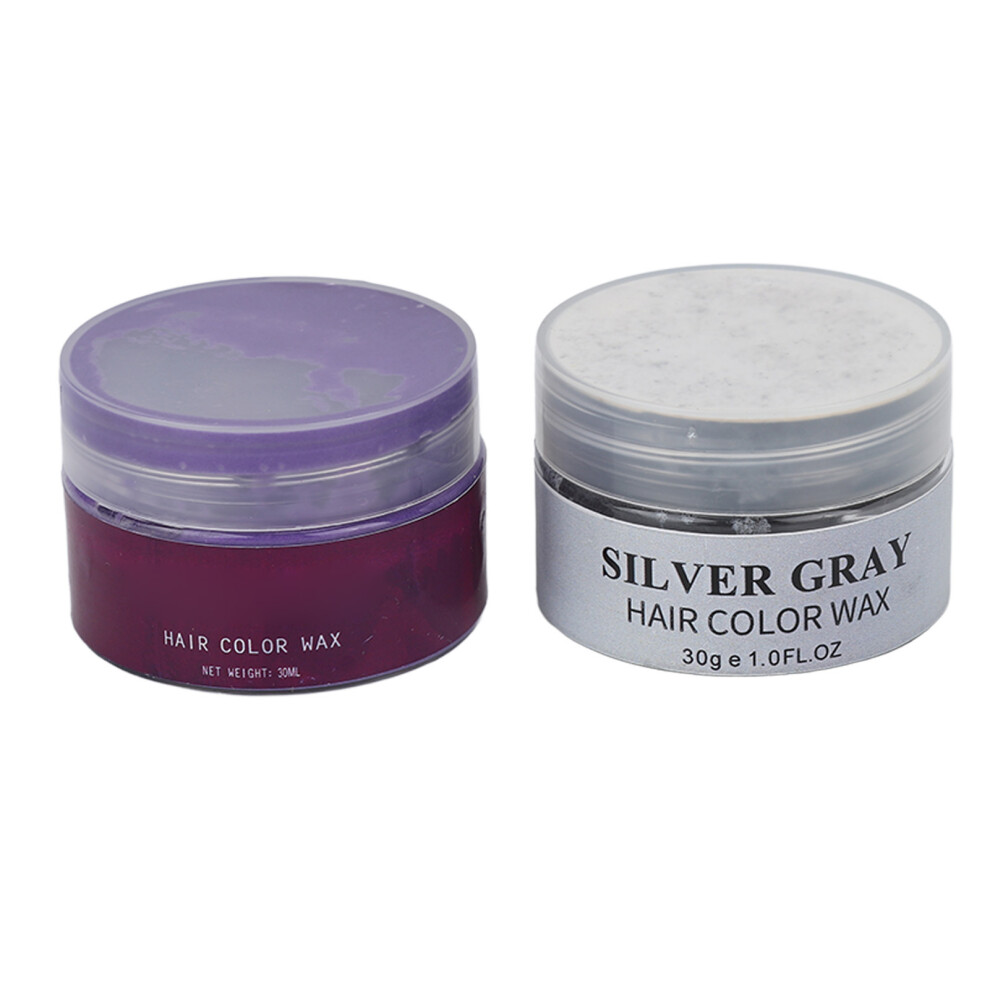 Purple/Gray Diy Hair Style Wax, Natural Ingredients Temporary Coloring For Festivals Parties Cosplay Halloween, Instant Hair Coloring Washable Hair