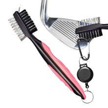 Golf Club Cleaner Heavy Duty Groove Cleaner With Retractable Zip Line Pink For Maintenance Practice Travel Outdoor