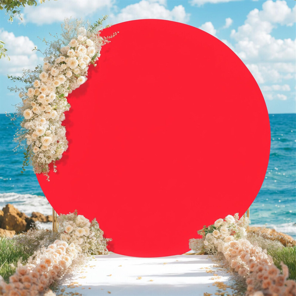 Wedding Round Backdrop Stand Cover, Circle Backdrop Cover 6 Ft Diameter (183 Cm), Photo Backdrop For Party Red 9199774221634