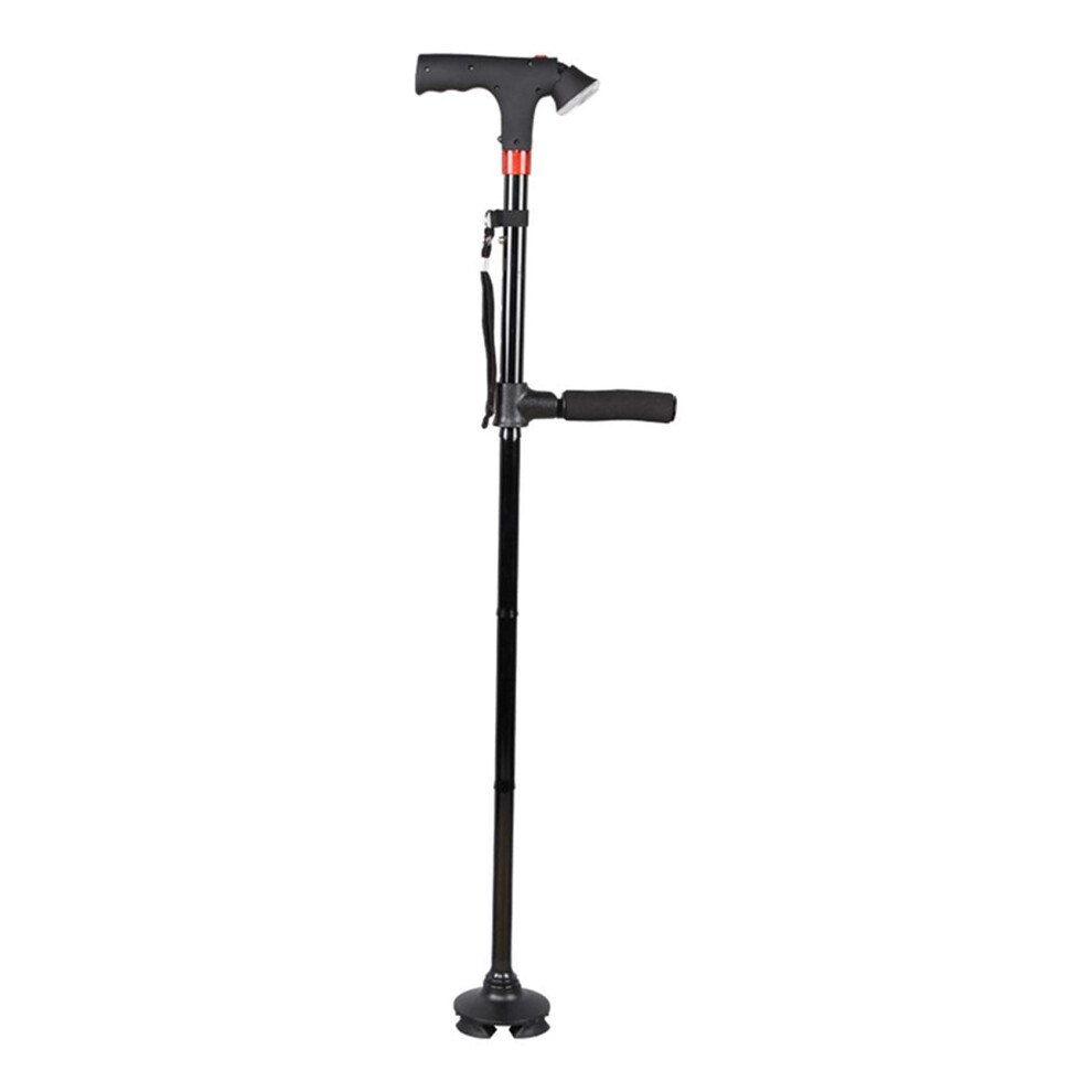 Folding Walking Stick with LED Light, Adjustable Height Cane for Seniors, Lightweight for Travel
