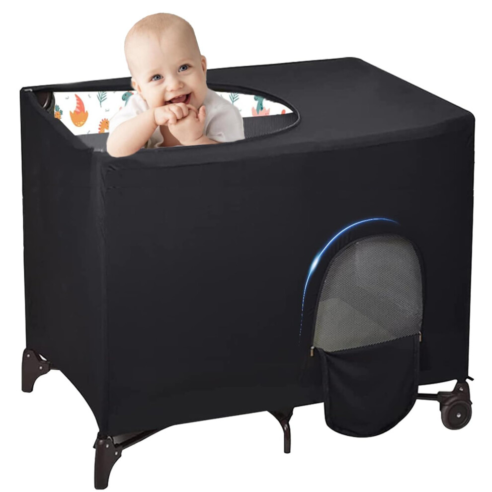 Pack N Play Crib Blackout Canopy Cover Portable Stretchy Breathable Travel Netting Crib Cover And Shade For Travel Cribs Indoor Funvalley Surperfect