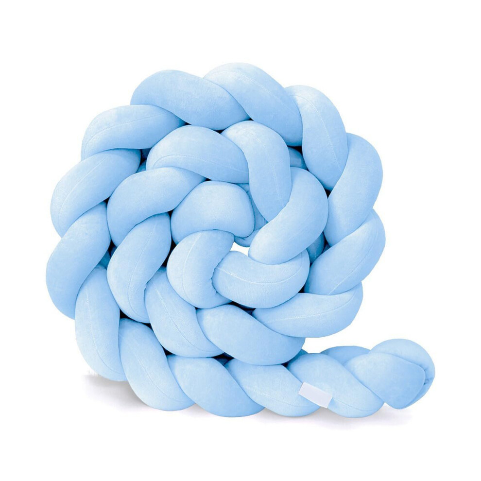 Braided Mat Cuddle Cushion 2.5 M Knot Nursing Cushion Bed Guard Rail Knotted Soft All Round Protection Blue