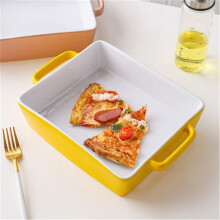 Large Ceramic Baking Dish with Handles, Oven Safe Baking Pan for Lasagna, Microwave Dishwasher Safe, 30x21x6.5cm