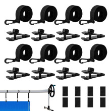Heavy Duty Pool Cover Strap Kit with Non Slip Solar Clips, Tool Fasteners for Swimming Pools