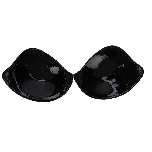 Backless V-Shaped Black Push Up Self Adhesive Silicone Breast Bra B Cup 1