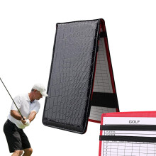 Golf Score Card Books, PU Leather Golf Score Card Books, 2 Score Slots, Portable Card Holder, Black/White