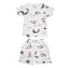 Toddler Boy Clothes Cotton Shirt Dinosaur Pattern Breathable Fabric Summer Outfit One Pocket Button Down Cute Animal Pattern Easy To Wash Skin
