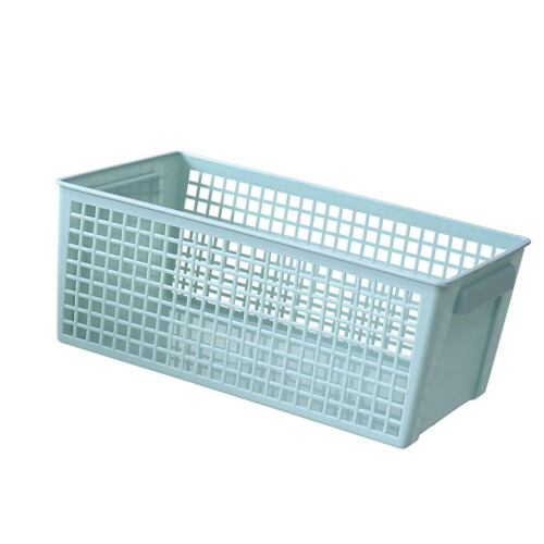 Desktop Storage Basket Rectangular Plastic Organizer Bin With Handle Ventilated Hollow Out Home Office Small Size