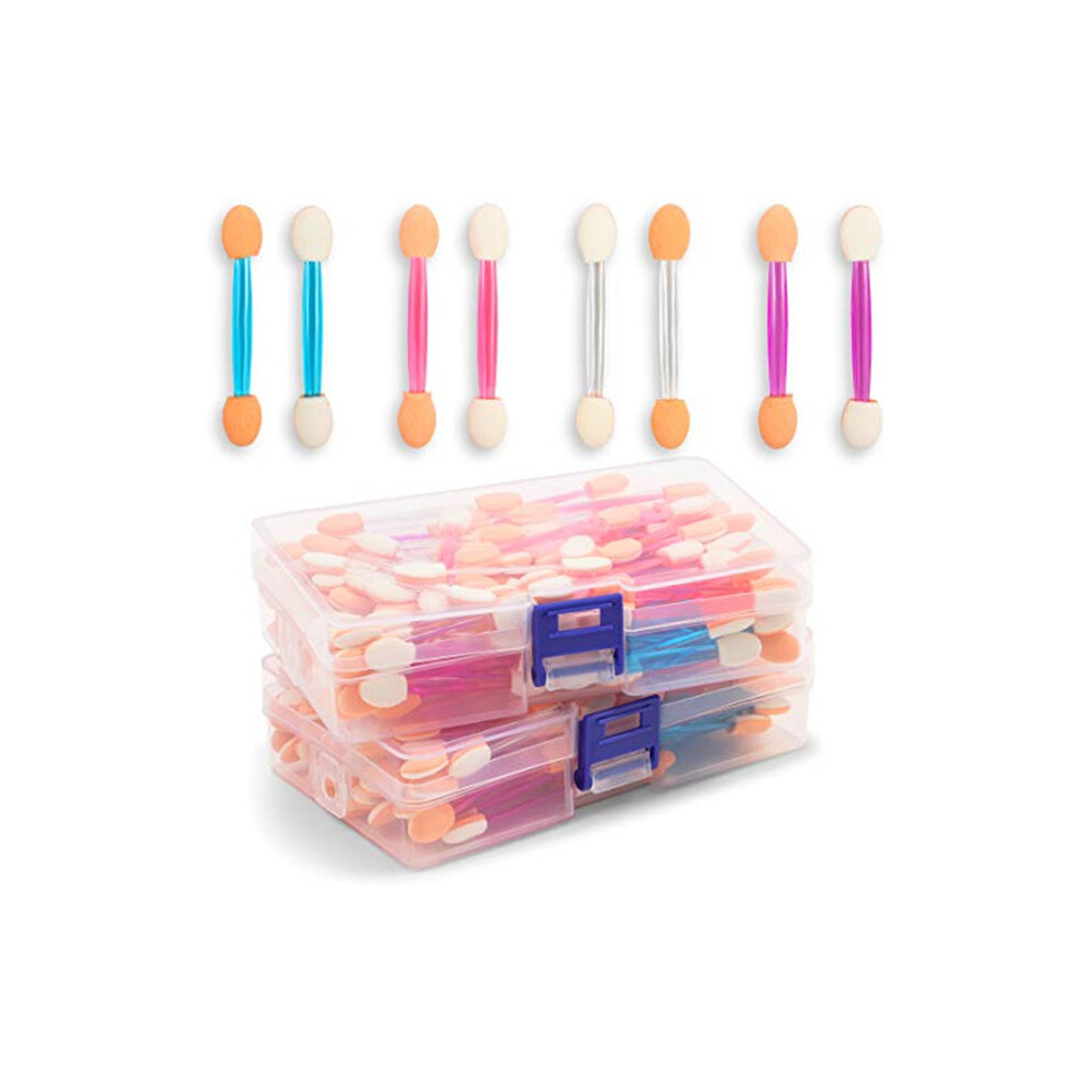 Makeup Applicator with Disposable Eyeshadow Brush Dual Sides Design, Sponge Tipped for Blending, Flocked Sponge Head for Precision, Reusable Containe
