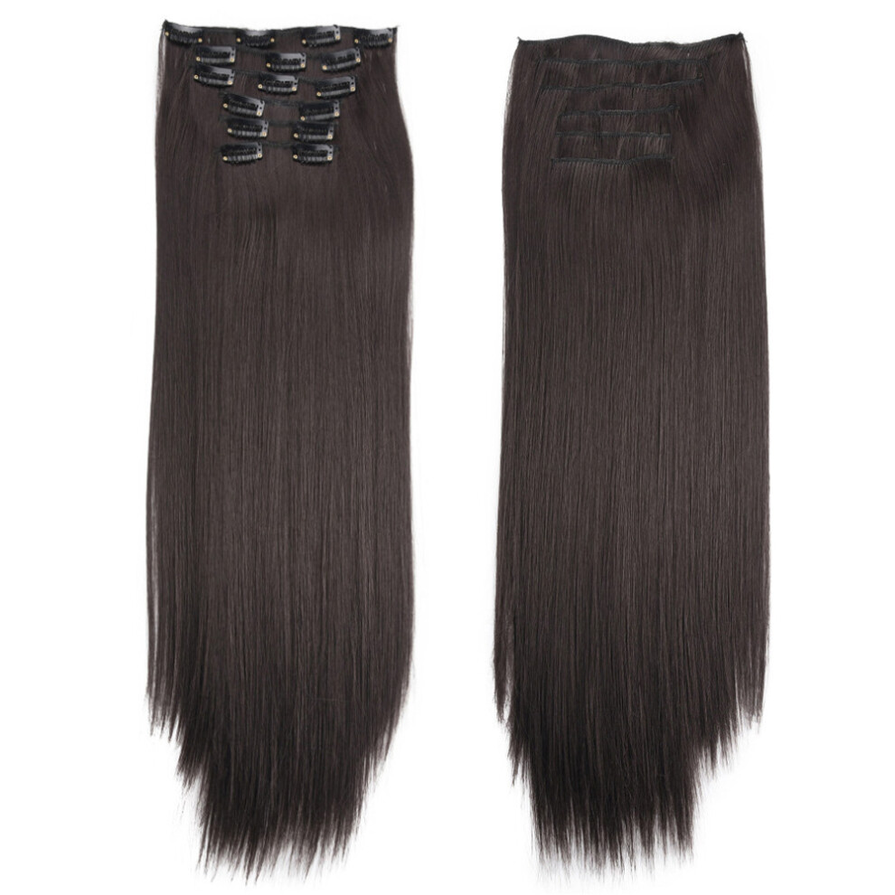 Natural Appearance Clip In Hair Extension, Synthetic Hairpieces with Instant Hair Transformation, Easy to DIY Heat Resistant Fiber Full Head Set for