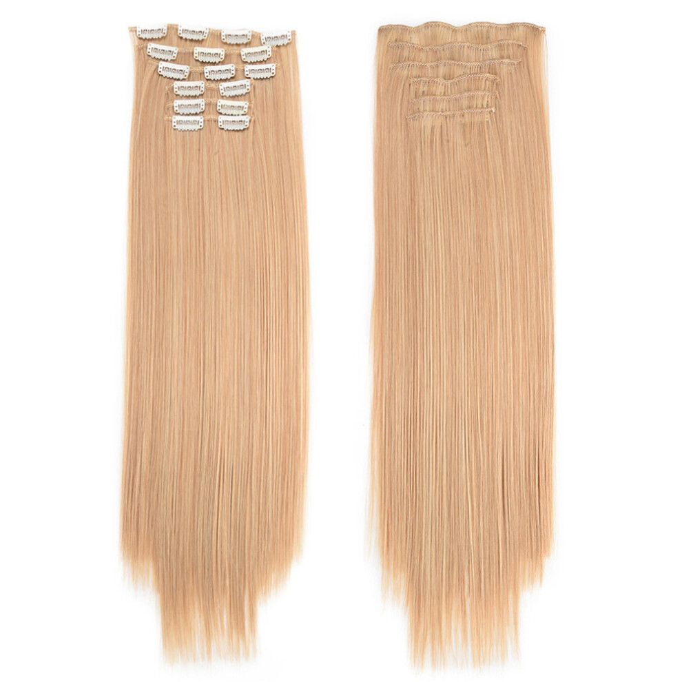 Heat Resistant Fiber Hair Extensions, Full Head Clip In Hair Extension with Natural Appearance, Easy to DIY Tangle Free Synthetic Hairpieces for Inst