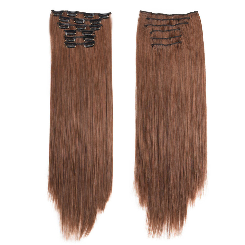 Natural Appearance Clip In Hair Extension, Synthetic Hairpieces with Instant Hair Transformation, Easy to DIY Heat Resistant Fiber Full Head Set for